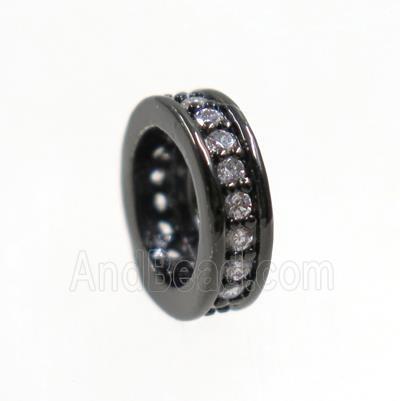 copper heishi beads paved zircon, black plated