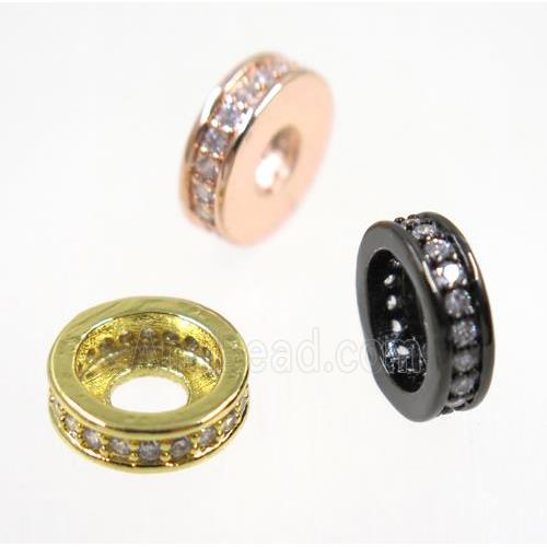 copper rondelle beads paved zircon, mix color