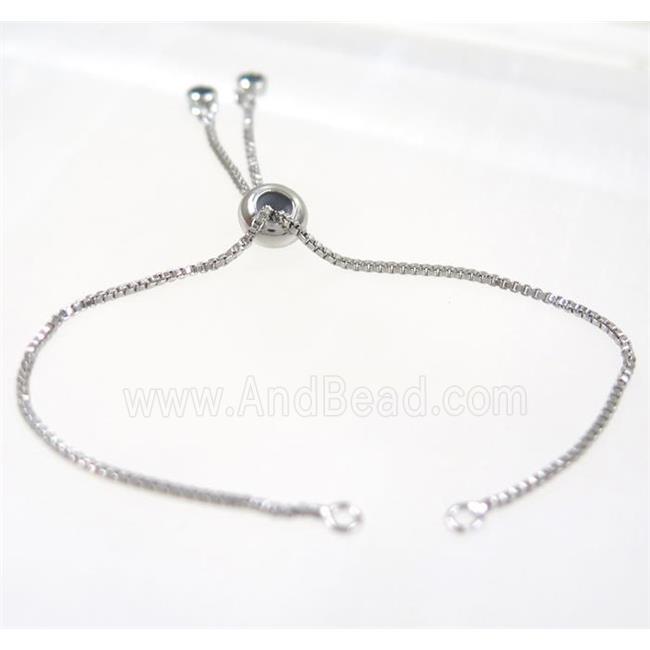 copper chain for bracelet pave black zircon, platinum plated