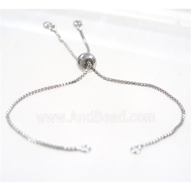 copper chain for bracelet pave white zircon, platinum plated