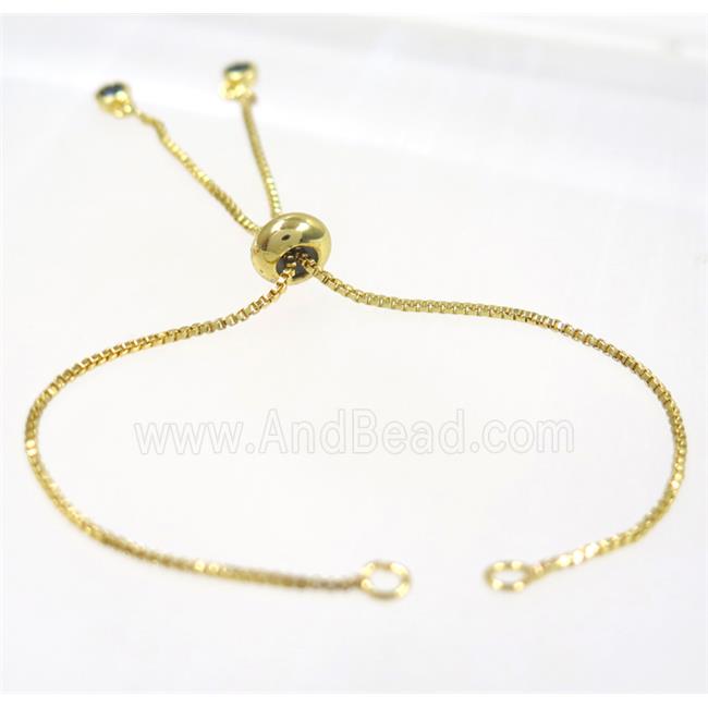 copper chain for bracelet pave black zircon, gold plated