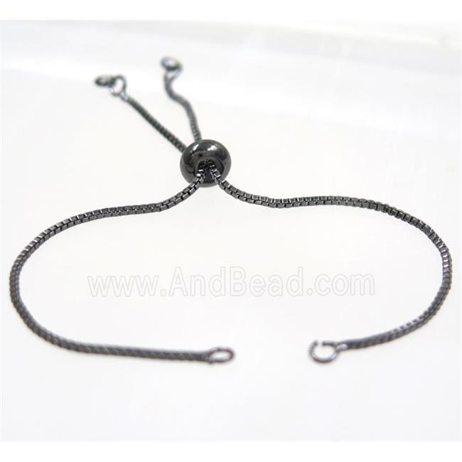 copper chain for bracelet pave white zircon, black plated