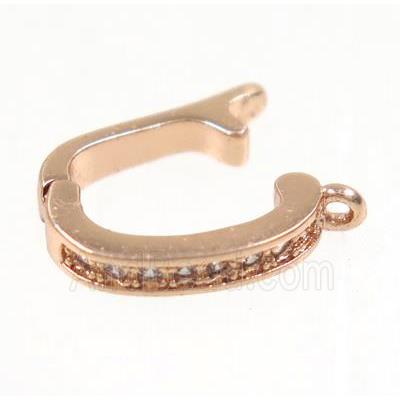 copper clasp paved zircon, rose gold