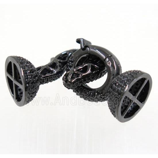copper clasp paved zircon, black plated