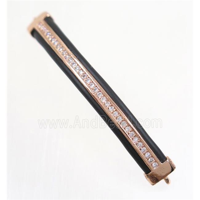 copper stick connector paved zircon, rose gold