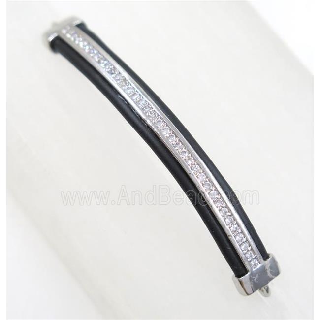 copper stick connector paved zircon, platinum plated