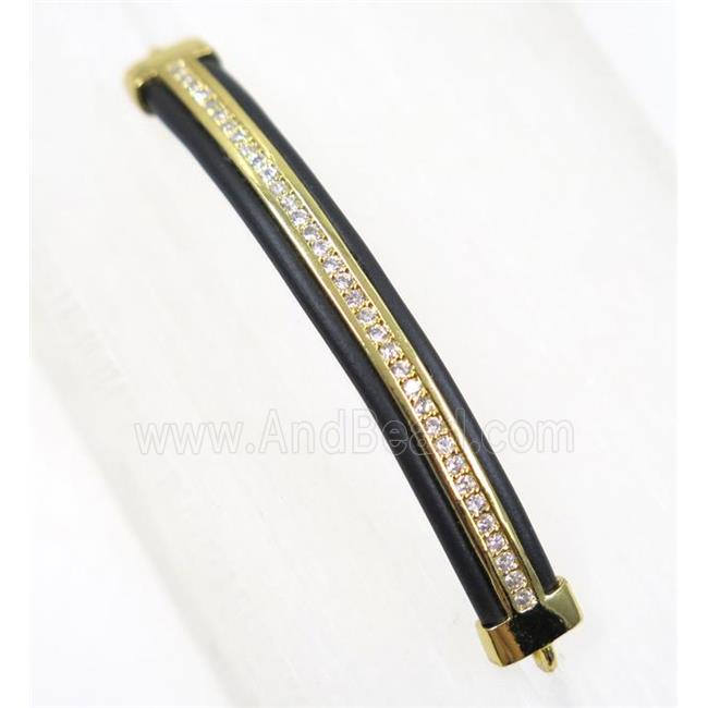 copper stick connector paved zircon, gold plated