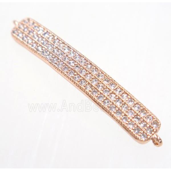 copper rectangle connector paved zircon, rose gold
