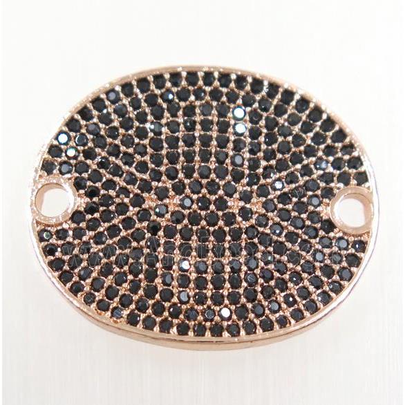 copper oval connector paved zircon, rose gold