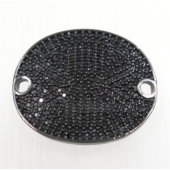 copper oval connector paved zircon, black plated