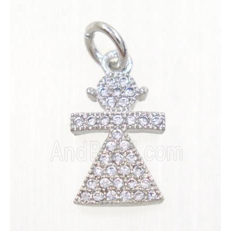 copper Kid pendant paved zircon, cartoon, platinum plated