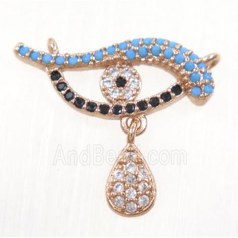 copper Dolphin pendant paved zircon with 2loops, rose gold