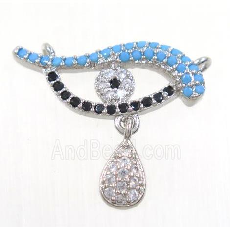 copper Dolphin pendant paved zircon with 2loops, platinum plated