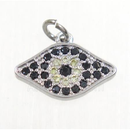 copper eye pendant paved zircon, platinum plated