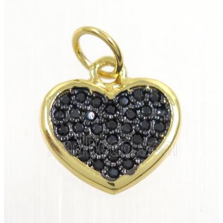 copper Heart pendant paved zircon, gold plated