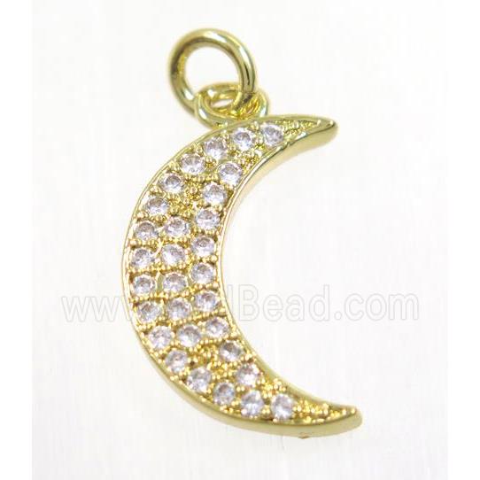 copper Moon pendant paved zircon, gold plated