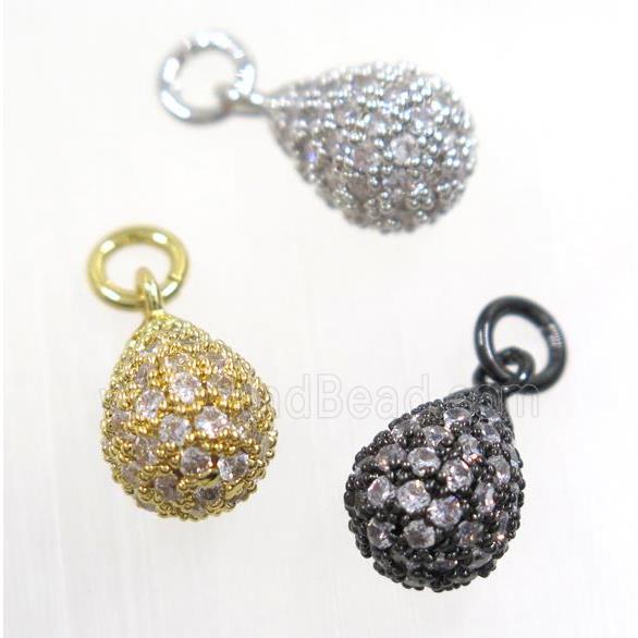 copper Teardrop pendant paved zircon, mix color