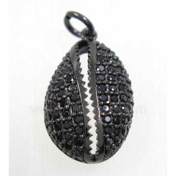 copper slide fastener pendant paved zircon, black plated