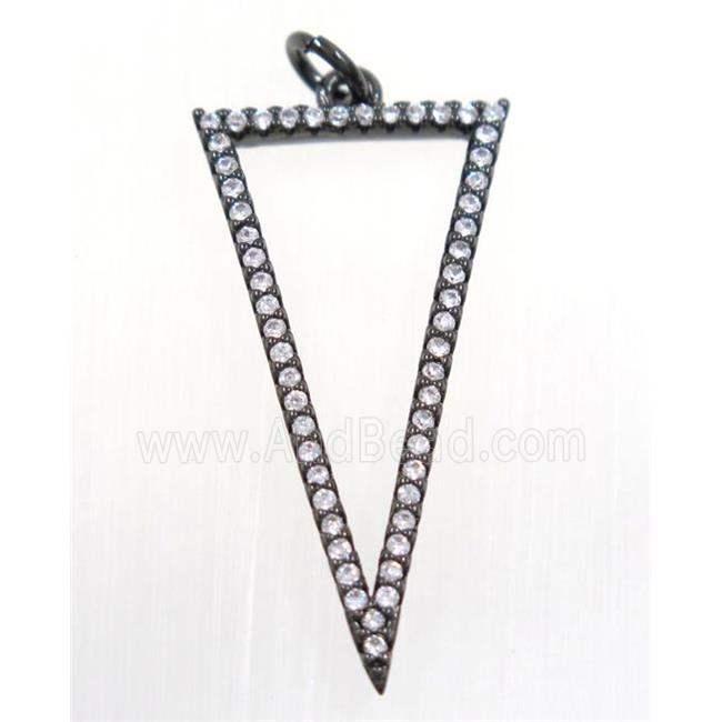 copper Triangle pendant paved zircon, black plated