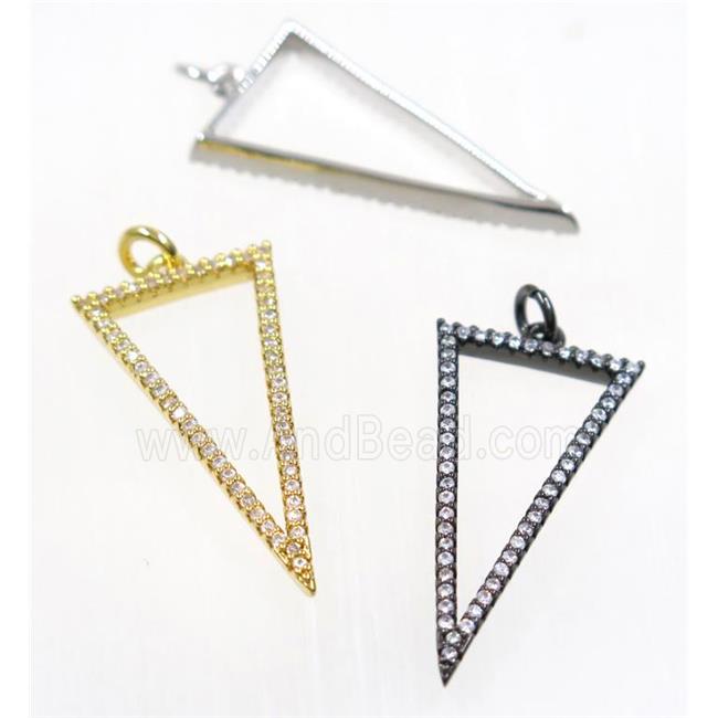copper Triangle pendant paved zircon, mix color