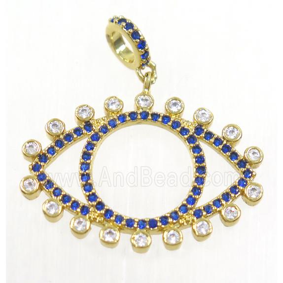 copper Eye charm pendant paved zircon, gold plated