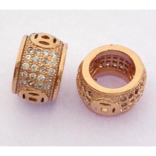 Copper bead paved zircon, rondelle, rose gold