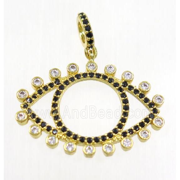 copper Eye charm pendant paved zircon, gold plated