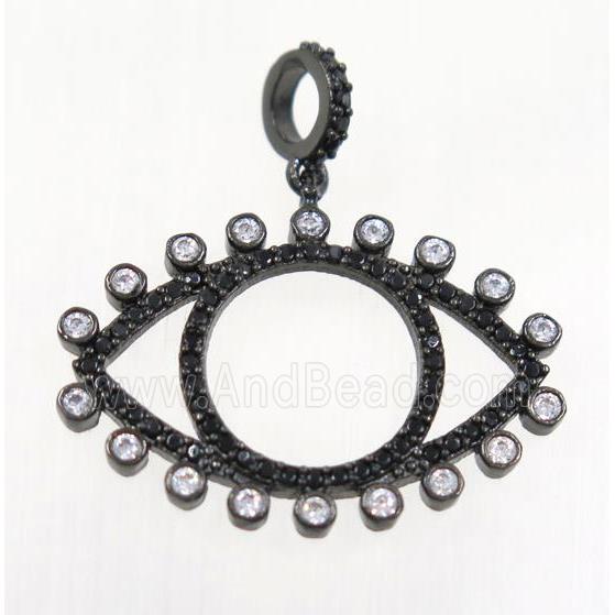 copper Eye charm pendant paved zircon, black plated