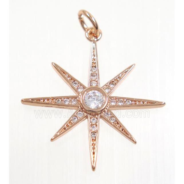 copper NorthStar pendant paved zircon, rose gold
