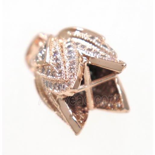 copper budflower pendant paved zircon, rose gold