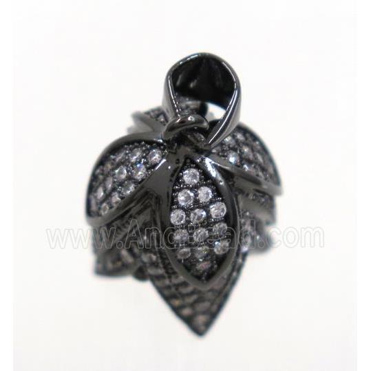 copper budflower pendant paved zircon, black plated