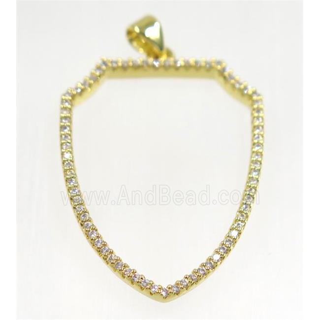 copper Scutum pendant paved zircon, gold plated
