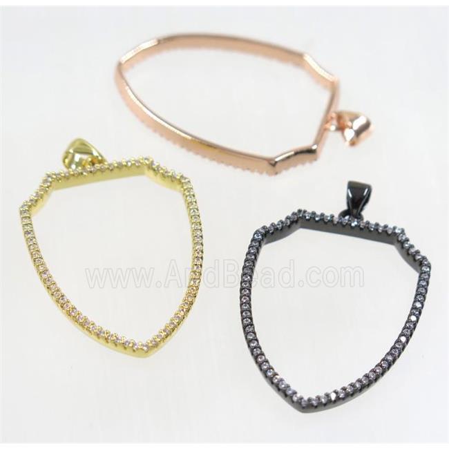 copper Scutum pendant paved zircon, mix color