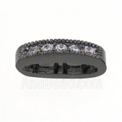 copper oval bead paved zircon with 2holes, black plated
