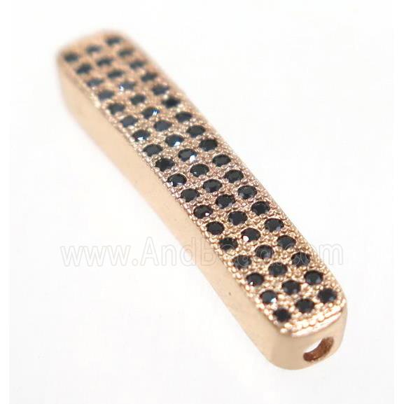 copper curving tube beads paved zircon, rose gold