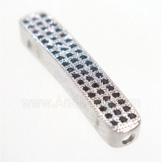 copper curving tube beads paved zircon, platinum plated