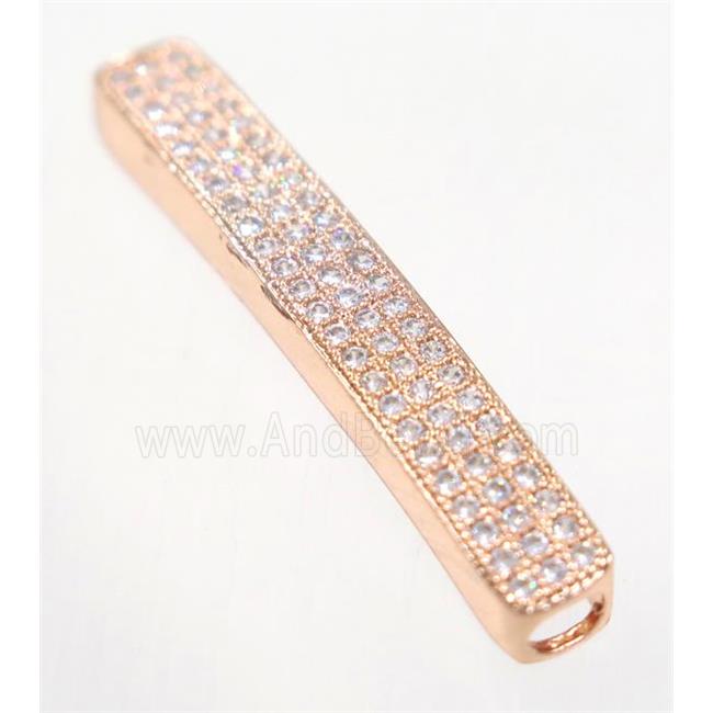 curving copper tube beads paved zircon, rose gold