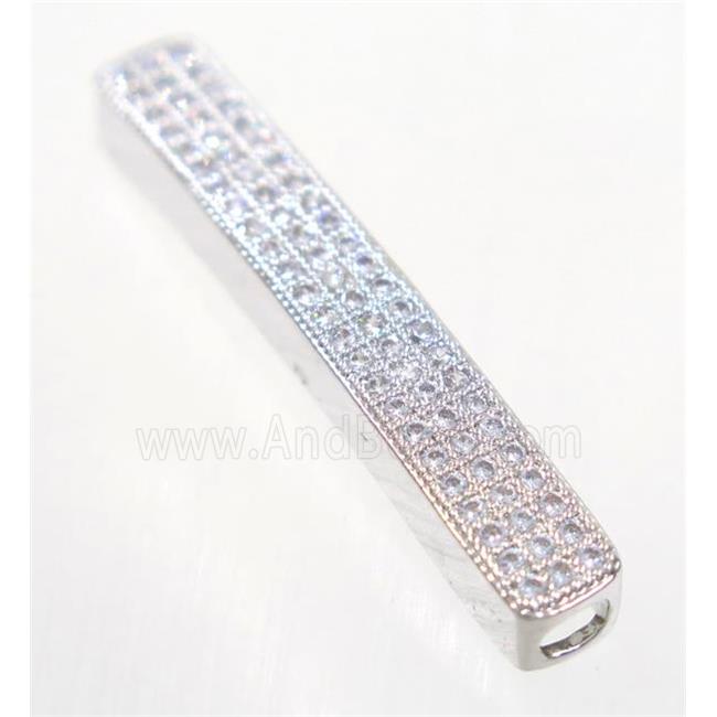 curving copper tube beads paved zircon, platinum plated