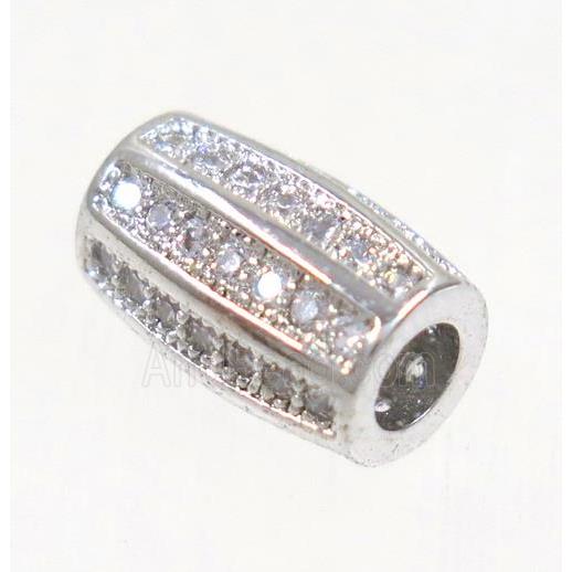 copper tube bead paved zircon, platinum plated