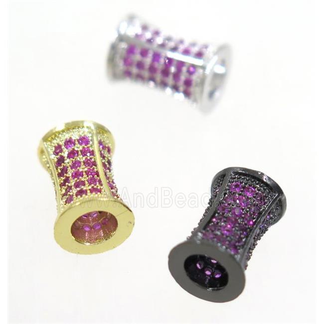 copper bamboo beads paved hotpink zircon, mix color