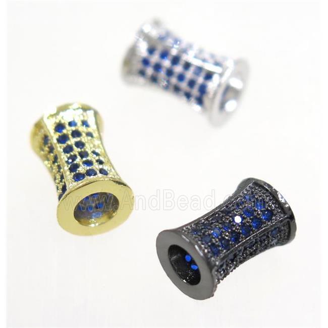 copper bamboo bead paved blue zircon, mix color
