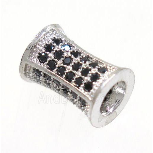 copper bamboo beads paved zircon, platinum plated