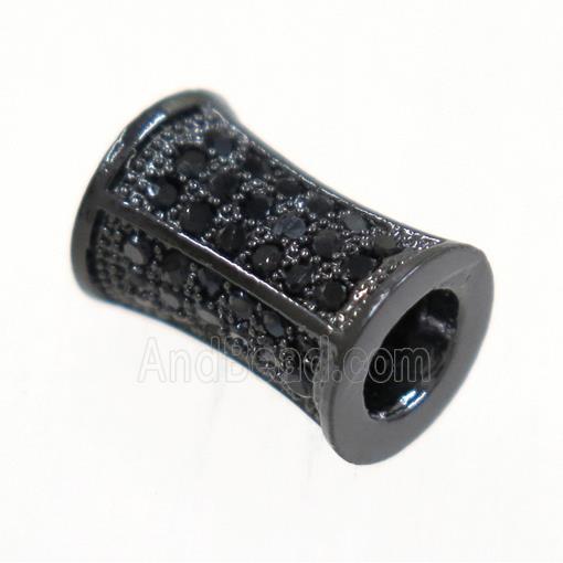copper bamboo beads paved zircon, black plated