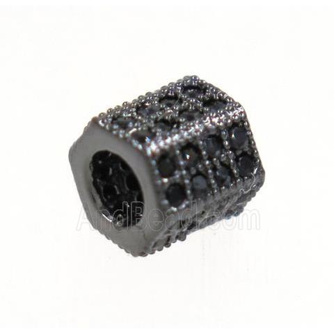 copper tube bead paved zircon, black plated