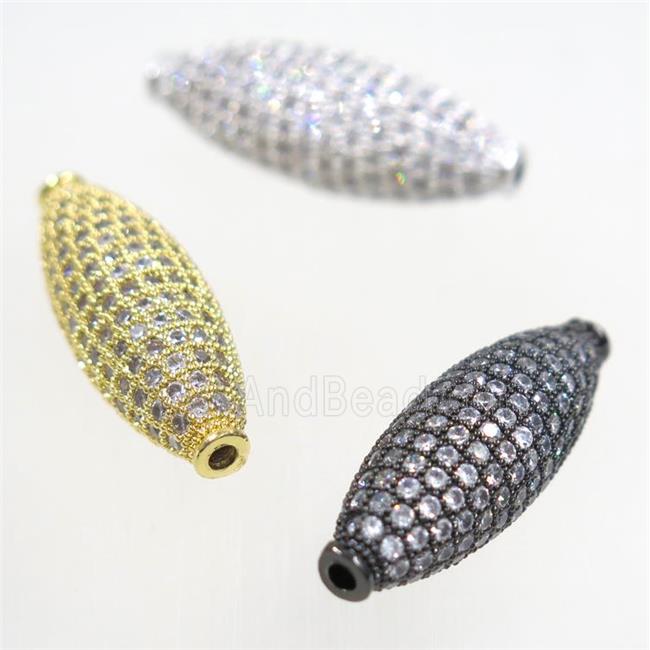 copper oval beads paved zircon, mix color