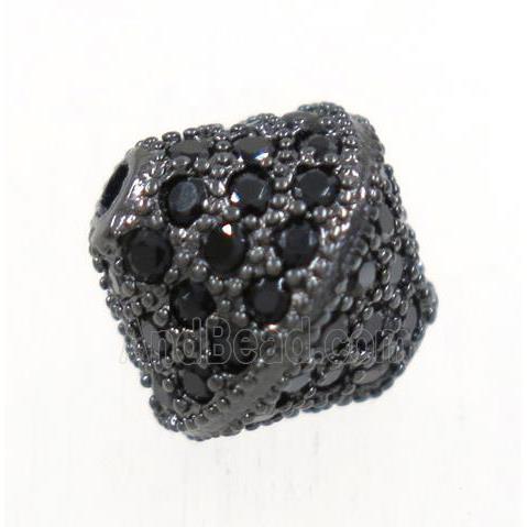 copper bicone beads paved zircon, black plated