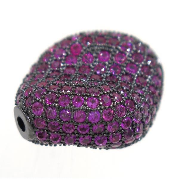 copper twist bead paved hotpink zircon, black plated
