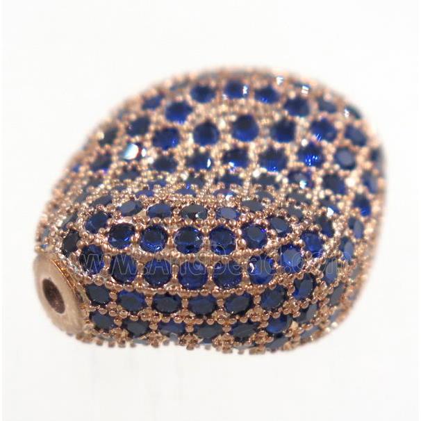copper twist bead paved zircon, rose gold