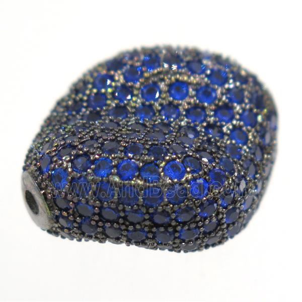 copper twist bead paved zircon, black plated