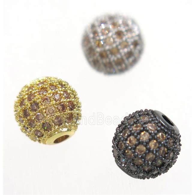 round copper beads paved zircon, mix color